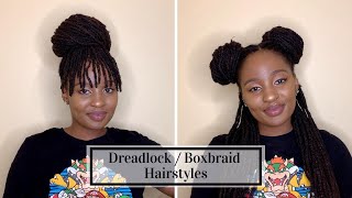 7 SIMPLE DREADLOCKS  BOX BRAIDS HAIRSTYLES  HOW TO STYLE LOCS  BOX BRAIDS  WITH BUCIIE [upl. by Neelra103]