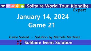 Solitaire World Tour Game 21  January 14 2024 Event  Klondike Expert [upl. by Maynord]