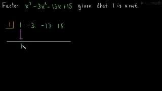 Factoring a Cubic Polynomial Synthetic Division 01 [upl. by Aikenahs]