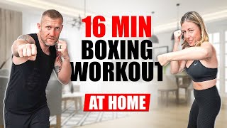 16 Minute Boxing Workout at Home  No Equipment Needed [upl. by Silrac]