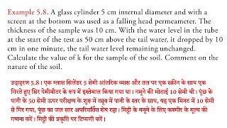 A glass cylinder 5 cm internal diameter and with a screen at the bottom was used as a falling head [upl. by Aret]