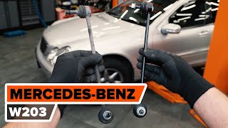 How to change front anti roll bar link on MERCEDESBENZ W203 CClass TUTORIAL AUTODOC [upl. by Atworth]