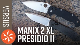 Spyderco Manix 2 XL vs Benchmade Presidio II  KnifeCenter Reviews [upl. by Ahmed660]