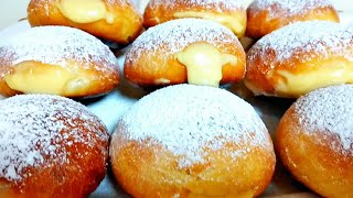 Farina uova e latte SENZA FRITTURA ‼Non mi stanco di cucinarli BOMBOLONI alla crema pasticcera‼ [upl. by Eelarat332]