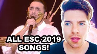 EUROVISION 2019 REACTION TO ALL SONGS WHAT IS YOUR TOP 5 [upl. by Lleirbag]