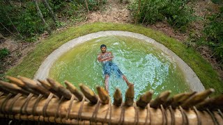 Building The Most Beautiful Jungle Survival House with Swimming Pool Around by Ancient Skills [upl. by Anauqal46]