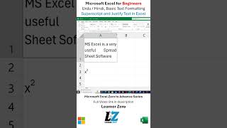 Superscript and Justify Text in MS Excel excel learning teacher shorts shortsfeed education [upl. by Enrica715]