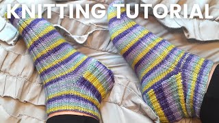 Beginner Sock Knitting Tutorial Step by Step Part 2 Cast on amp Cuff [upl. by Akimit865]