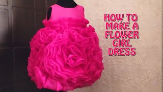 HOW TO MAKE A RUFFLE FLOWER GIRL DRESS ORGANZA [upl. by Esinyl]