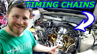 HOW TO REPLACE TIMING CHAINS ON CADILLAC CTS 36L DAY 1 [upl. by Nileve]