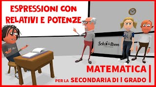 Le espressioni con i numeri relativi e le potenze  Algebra  Secondaria di Primo Grado [upl. by Nielson]