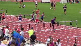 Cedaredge High Schools CO Freshman Logan Tullis in the 110 Hurdles at the 2021 State Track Meet [upl. by Slinkman445]