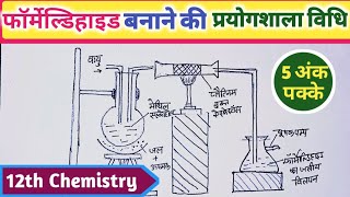 फॉर्मेल्डिहाइड बनाने की प्रयोगशाला formaldehyde banane ki prayogshala vidhi12th chemistry [upl. by Eentrok]