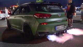 Best OF TUNED Hyundai i30N Engine Sounds  Accelerations Revs FLAMES [upl. by Collier]