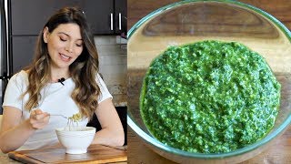 Pesto Sosu Nasıl Yapılır Ev Yapımı Pesto Soslu Makarna Tarifi  Canan Kurban [upl. by Ramal630]