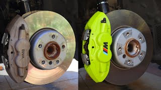 Painting Brake Calipers  Front VBrace On My BMW F30 335i [upl. by Ahsimin666]