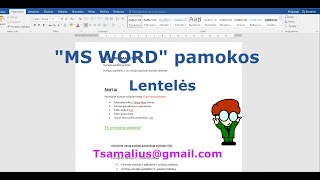 word pamokos LENTELIŲ KŪRIMAS IR TVARKYMAS [upl. by Currie]