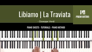 Libiamo Ne Lieti Calici  Brindisi Sheet Music  Piano Solo Tutorial  Piano Notion Method Book 4 [upl. by Eleirbag4]