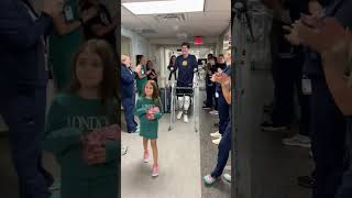 Quadruple amputee walks out of hospital to applause from caregivers  Ohio State Medical Center [upl. by Tobi]