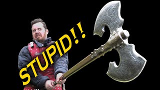 The double edged axe is STUPID  Popculture weapons analysed [upl. by Yasdnyl821]