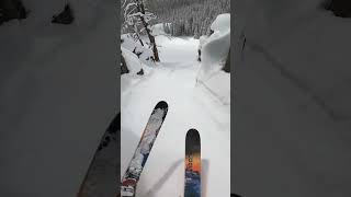 Skier Drops Cliff Into Chute powder skiing gopro [upl. by Lechar]