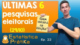 Últimas 6 pesquisas eleitorais para presidente – eleições 2º turno 2022  Ep 22 –Estatística Prátic [upl. by Rheingold250]