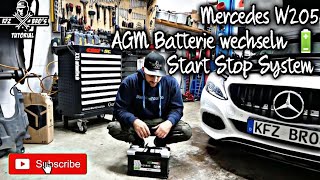 Mercedes W205 C180  Batterie wechseln 🔋  AGM  Start Stop System  Anleitung  Change Battery [upl. by Abey916]