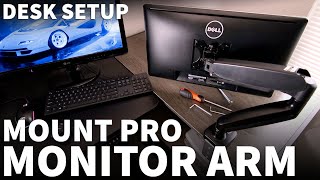 Mount Pro Monitor Mount  How to Setup and Install a VESA Adjustable Monitor Arm for Standing Desk [upl. by Weatherby46]