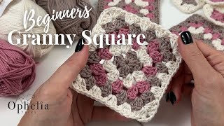 Beginner Granny Square  Uninterrupted Crochet Footage  Ophelia Talks Crochet [upl. by Yelkreb]