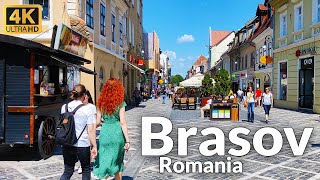 4k Walking Tour of Brasov Romania Ultra HD 60fps  Summer Walk in City Center [upl. by Anglo]