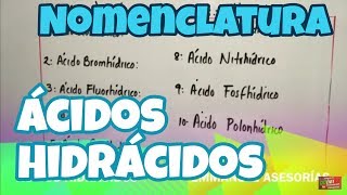 Ácidos Hidrácidos Nomenclatura Inorgánica Parte 1 [upl. by Treble396]