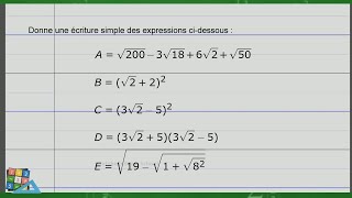 Exercice corrigé de Maths 3eme  Fascicule ADEM  Activités numériques  Racine carrée [upl. by Aranat743]