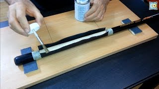 Installing a Calfskin Black Leather Wrap on a Pool Cue  Part 2  Grip Cuir sur Predator Sport Cue [upl. by Odel]