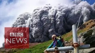 Video Japan volcano shoots rock amp ash on Mount Ontake  BBC News [upl. by Lemrac]