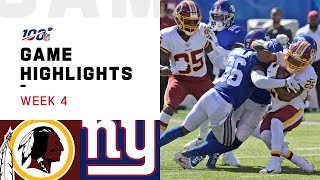 Redskins vs Giants Week 4 Highlights  NFL 2019 [upl. by Natye]