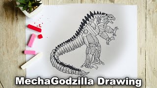 How to draw Mechagodzilla  Mechagodzilla Drawing  Godzilla Drawings  Mady Arts [upl. by Saideman955]