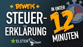 BEWEIS Steuererklärung Elster selber machen in 12 Minuten  Elster ausfüllen Steuererklärung 2020 [upl. by Ymac]