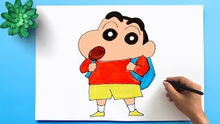 Shinchan Drawing Easy for Kids I How to draw Shinchan step by step Cartoon character Drawing [upl. by Eyahc]