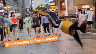 Girls Reacting to Crazy Powermoves in Public  Flips in Public  Bboying in Public  Crazy Reactions [upl. by Ailana]