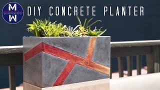 DIY Modern Concrete Planter Box  How to Make with Limited Tools [upl. by Fabrianna]