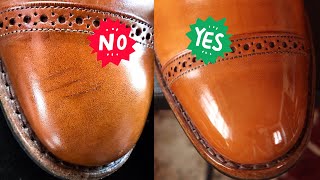 FIXING SCRATCHES IN LEATHERShoe Restoration Tutorial on Allen Edmonds Fifth Avenues [upl. by Aneladdam]