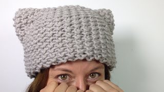 How to Loom Knit a Kitty Hat SUPER EASY  DIY TUTORIAL [upl. by Laveen]