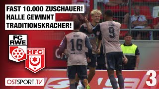 Fast 10000 Zuschauer Halle gewinnt Traditionsduell RotWeiß Erfurt  Halle  Regionalliga Nordost [upl. by Manas]