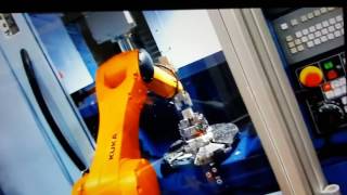 SCHUNK Gripper used for Robot Loading on a CNC machine [upl. by Einnol]