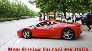 Mom driving Ferrari 458 Italia Hitting 200 kmh on public roads [upl. by Luthanen]