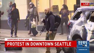 Security guard secures rifle stolen by protester in downtown Seattle [upl. by Noiro862]