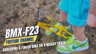 Shredding a finger BMX on a muddy track  finger bmx  bmx techdeck  tech deck [upl. by Ettesus953]