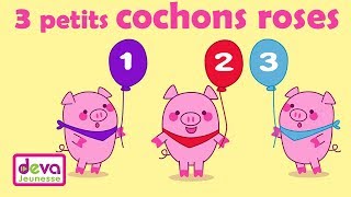 Trois petits cochons roses Jai pas peur du loup ⒹⒺⓋⒶ Education enfants [upl. by Eliseo]