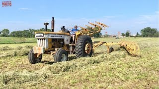 MINNEAPOLISMOLINE G1050 Tractor Raking Hay [upl. by Aed290]