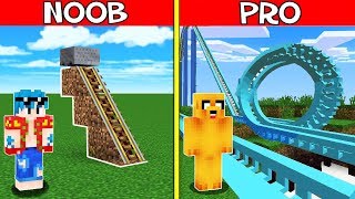 MONTAÑA RUSA NOOB VS MONTAÑA RUSA PRO EN MINECRAFT 😱😂 PARQUE DE ATRACCIONES DE LOS COMPAS [upl. by Yaluz]